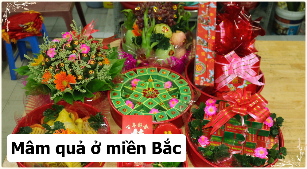 Mâm quả cho lễ bỏ rượu miền Bắc