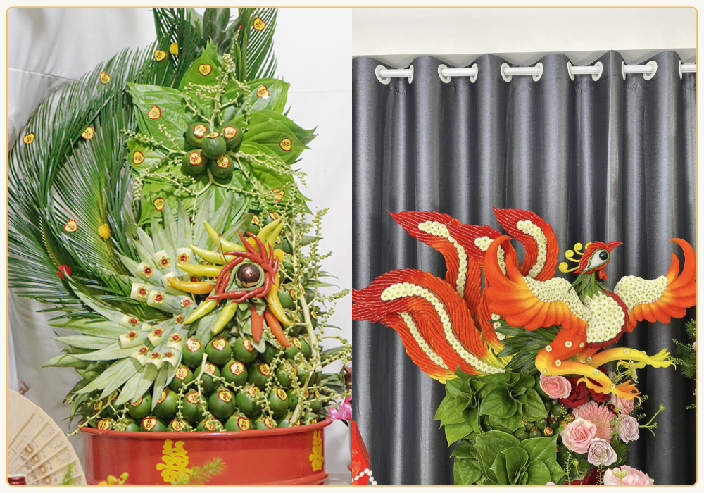 Mâm trầu cau đám cưới hình con hạc