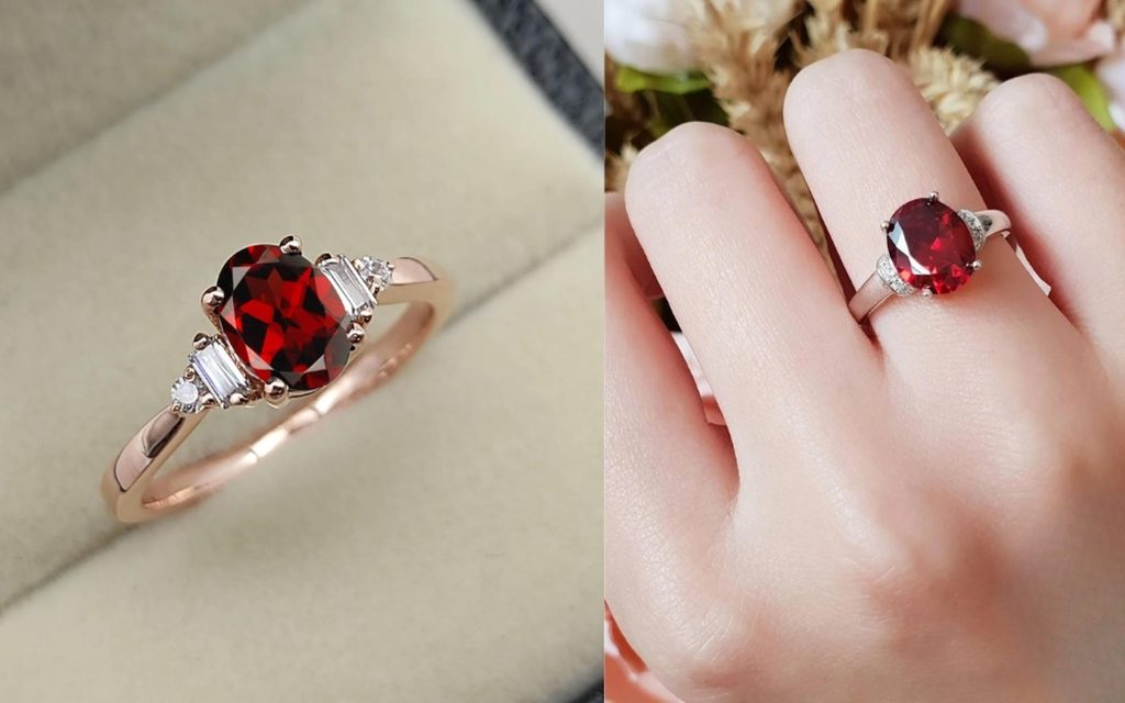 Nhẫn đá quý Garnet Ngọc Hồng Lựu