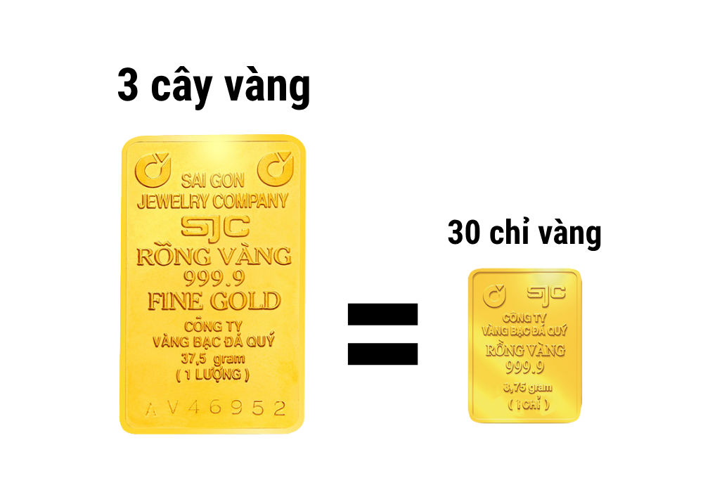 Quy đổi 3 cây vàng sang các đơn vị khác