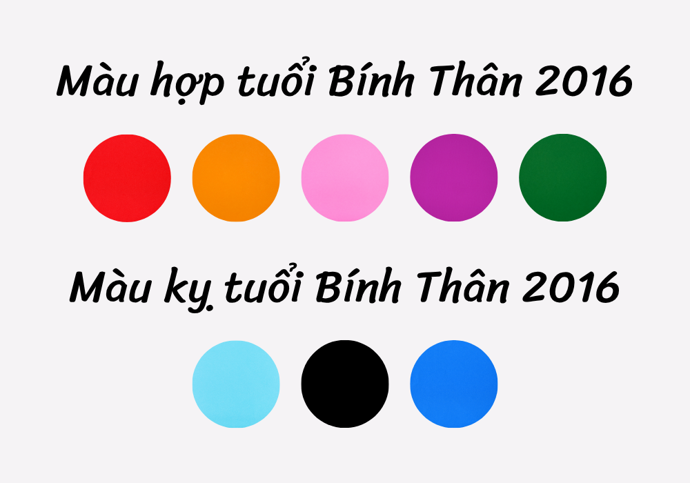 2016 mệnh gì? Hợp màu gì? Lá số tử vi tuổi Bính Thân 2016 6 Màu hợp và kỵ với tuổi Bính Thân 2016