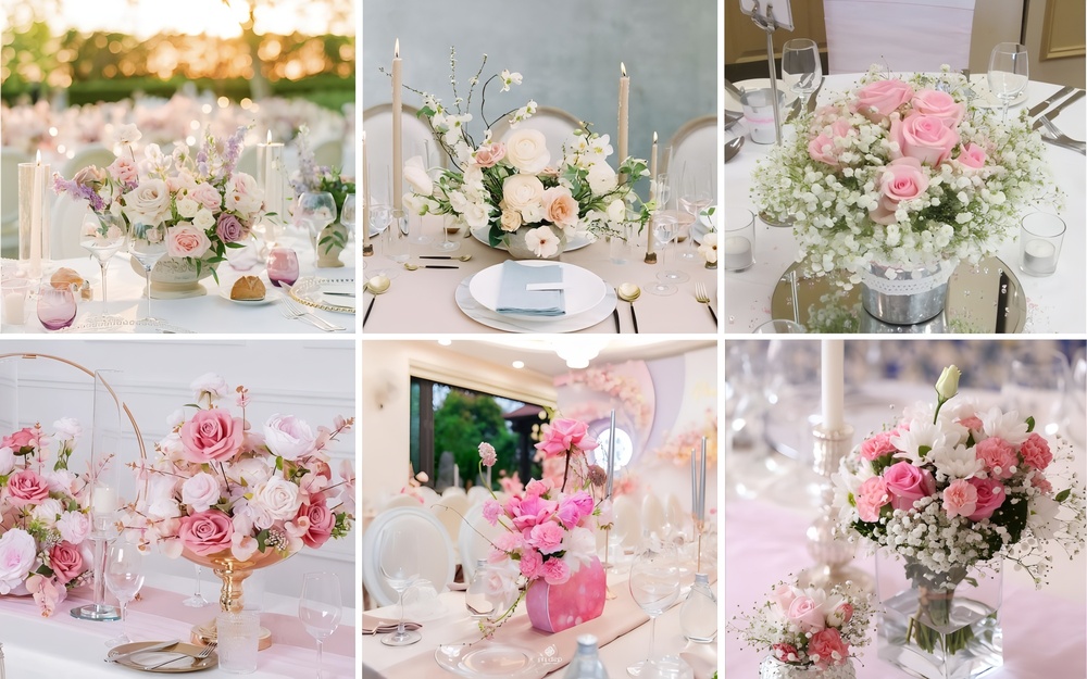 Các mẫu hoa đám cưới đẹp và ý nghĩa được ưa chuộng cho bàn tiệc