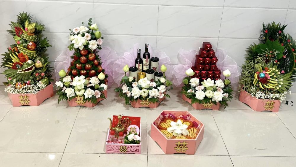 Mâm quả sính lễ cưới hiện đại