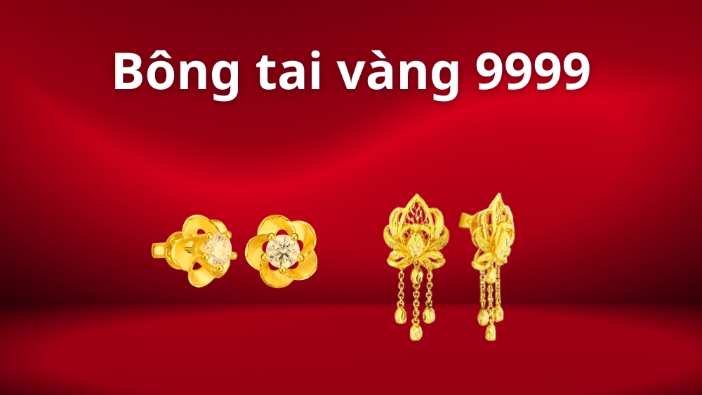 Bộ trang sức vàng 9999 gồm bông tai vàng