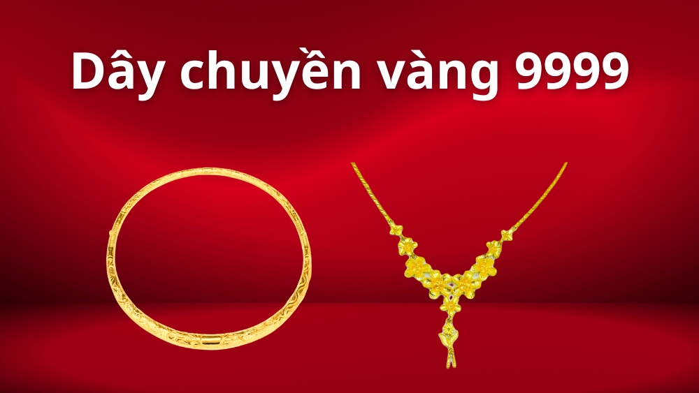 Bộ trang sức cưới vàng 9999 gồm dây chuyền vàng 9999