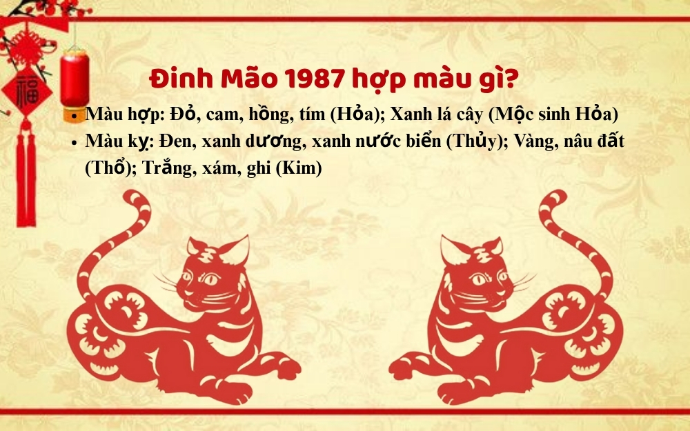 Nam, nữ sinh năm 1987 mệnh gì hợp màu nào?