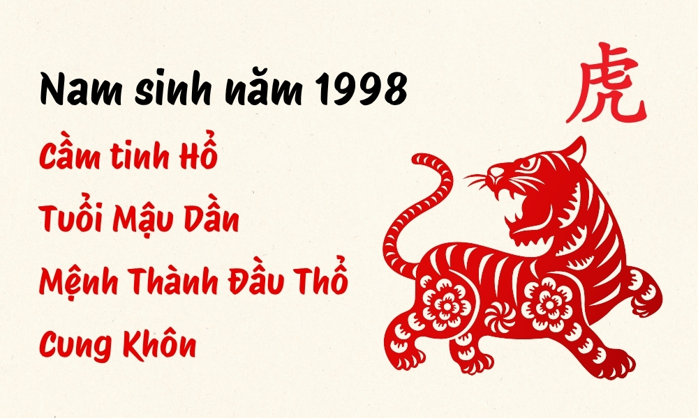 Mậu Dần nam 1998 lấy vợ tuổi gì hợp nhất? 1998 cưới năm nào tốt? 2 Cần biết nam 1998 mệnh gì để xác định nam 1998 lấy vợ tuổi gì hợp nhất