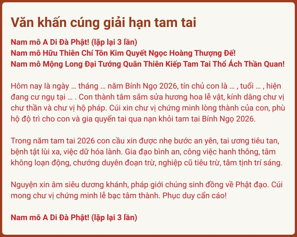 Tam tai là gì? Tuổi tam tai 2026 và cách cúng giải tam tai 8 Bài văn khấn cúng giải hạn Tam tai 2026