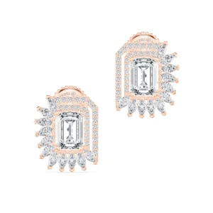 Bông tai Emerald Shape & Half Maquise Halo UBT8141