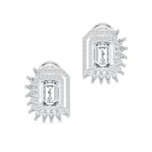Bông tai Emerald Shape & Half Maquise Halo UBT8141