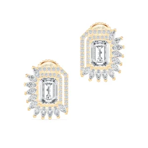 Bông tai Emerald Shape & Half Maquise Halo UBT8141