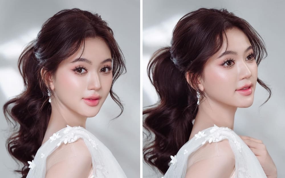 20+ kiểu tóc cô dâu đẹp nhất hiện nay, phù hợp với khuôn mặt 14 Kiểu tóc cô dâu đuôi ngựa cao năng động, phù hợp tiệc cưới ngoài trời