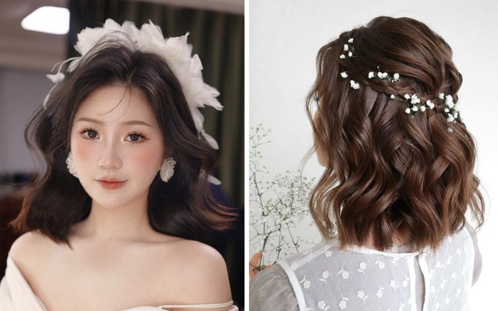 20+ kiểu tóc cô dâu đẹp nhất hiện nay, phù hợp với khuôn mặt 16 Các kiểu tóc cô dâu ngang vai, kiểu tóc cho cô dâu tóc ngắn ngang vai đẹp nhất