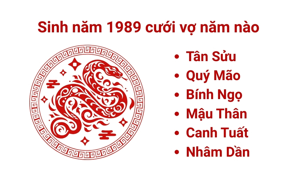 Sinh năm 1989 lấy vợ tuổi nào hợp? Kỷ Tỵ 1989 lấy vợ năm nào tốt? 12 Luận sinh năm 1989 lấy vợ tuồi nào hợp? Năm nào tốt?