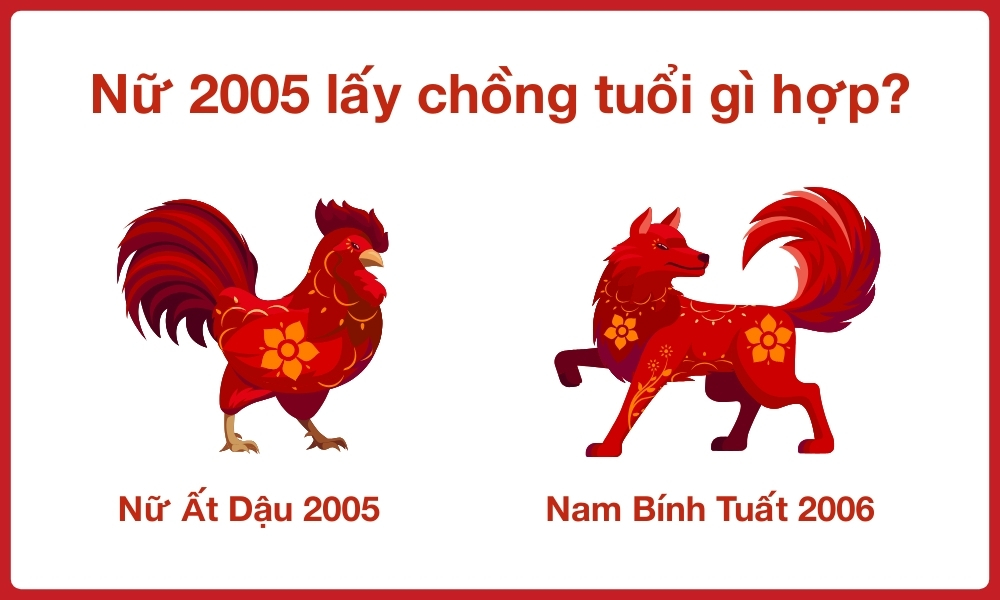 Nữ 2005 lấy chồng tuổi gì hợp? Tình duyên nữ Ất Dậu 2005 8 Nữ 2005 hợp tuổi nào? Vợ Ất Dậu 2005 lấy chồng Giáp Thân 2004