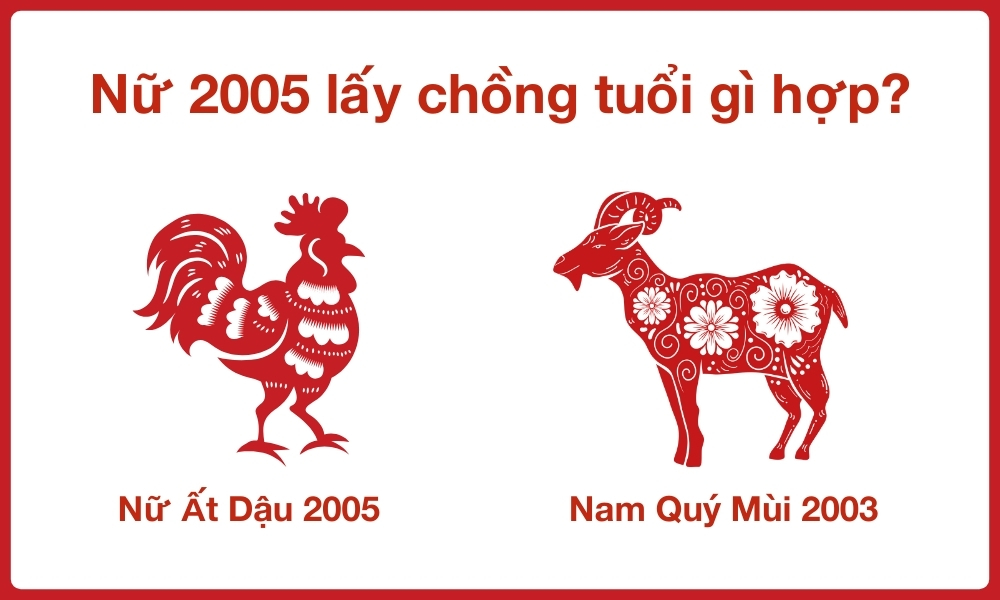 Nữ 2005 lấy chồng tuổi gì hợp? Tình duyên nữ Ất Dậu 2005 6 Tra cứu 2005 lấy chồng tuổi gì hợp? Nữ 2005 hợp với tuổi nào? Vợ Ất Dậu 2005 lấy chồng Quý Mùi 2003