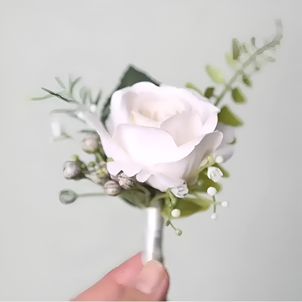25+ Mẫu hoa cài áo chú rể đẹp, hoa cài áo đám cưới hai họ 16 Hoa giả cài áo chú rể