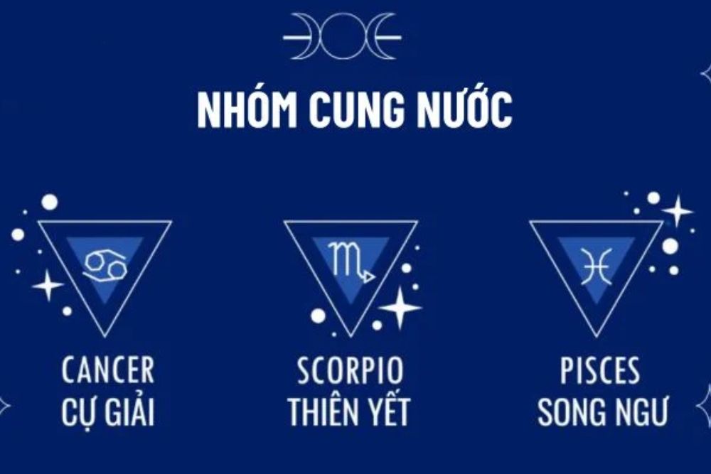 Cung nước gồm những cung nào? Sự thật thú vị ít ai biết 2 Nhóm cung nước trong 12 cung hoàng đạo gồm Cự Giải, Bọ Cạp và Song Ngư.