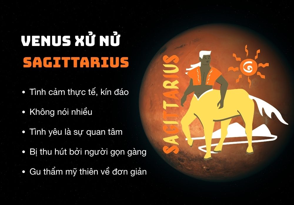 Venus là gì? Cách xác định Venus trong bản đồ sao cá nhân 7 Cung Venus Nhân Mã (Sagittarius)