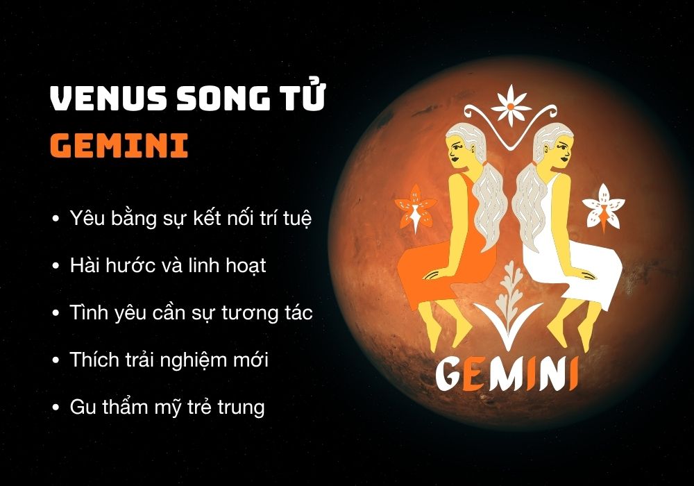 Venus là gì? Cách xác định Venus trong bản đồ sao cá nhân 5 Cung Venus Song Tử (Gemini)