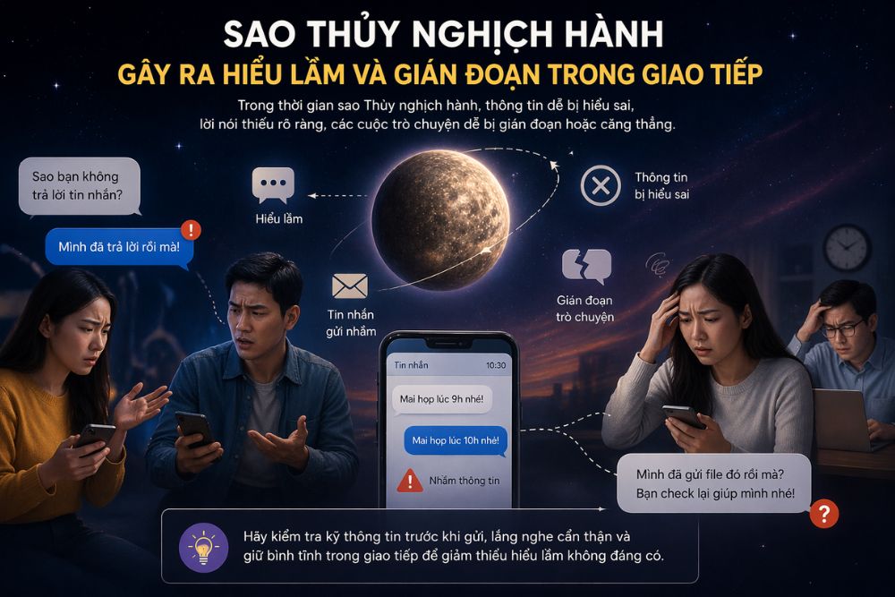 Sao Thủy nghịch hành là gì? Lịch 2026 và những điều cần biết 5 Sao Thủy nghịch hành gây ra hiểu lầm và gián đoạn trong giao tiếp