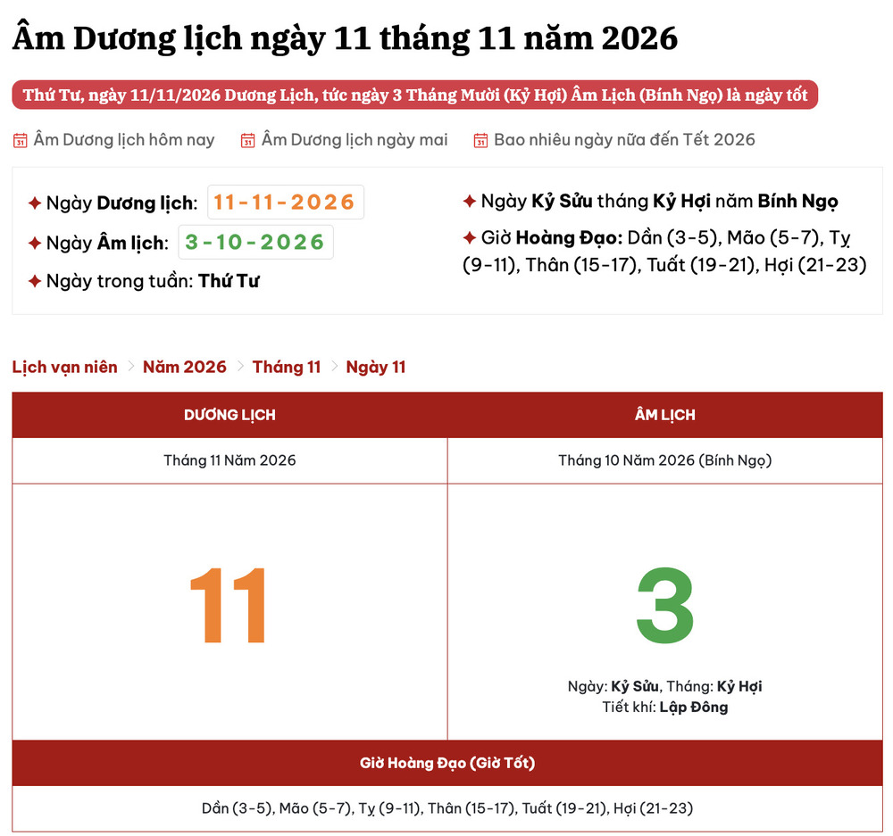 Ngày 11/11 là ngày gì? Ngày 11/11/2026 là ngày tốt hay xấu? 9 Xem tử vi ngày 11/11/2026 là ngày tốt hay xấu?
