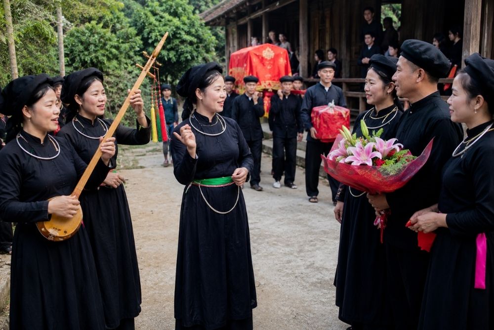 Phong tục cưới hỏi của người Tày: Nghi lễ và nét đẹp văn hóa 7 Hát lượn đón dâu thể hiện nét văn hóa giao duyên đặc sắc của người Tày.