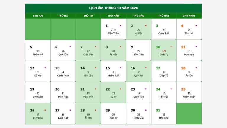 ngày đẹp tháng 10 năm 2026 để cưới hỏi, sinh con, khai trương. cắt tóc