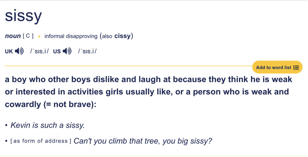 Sissy là gì? Sự khác biệt giữa "Sissy" và Femboy" là gì? 4 Ý nghĩa của từ Sissy là gì trong tiếng Anh?